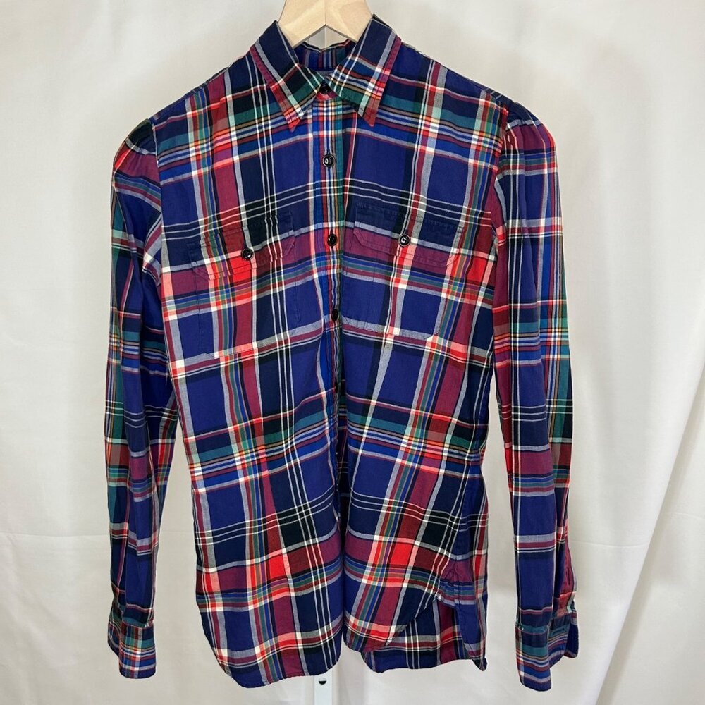 Ralph Lauren Navy Red Green Plaid Button-Down Shirt
